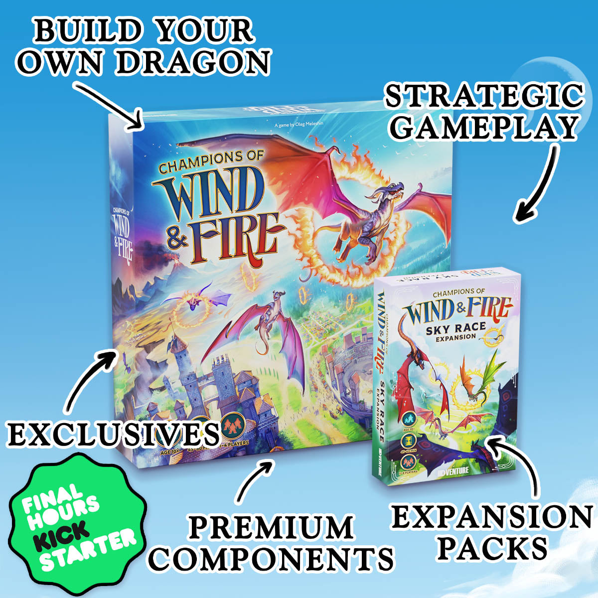 Example of a Feature Map Cloud advertisement graphic design for Kickstarter that utilizes various black arrow graphic clip-art icons.