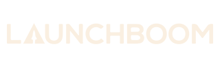 LaunchBoom's website logo with transparent background, in reference to Prelaunch Club's collaborative work with LaunchBoom that raised over $10,000,000 on Kickstarter.