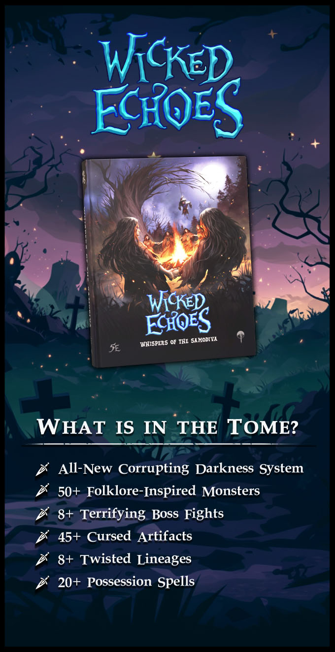 Hero Product Introduction for "Wicked Echoes" Kickstarter