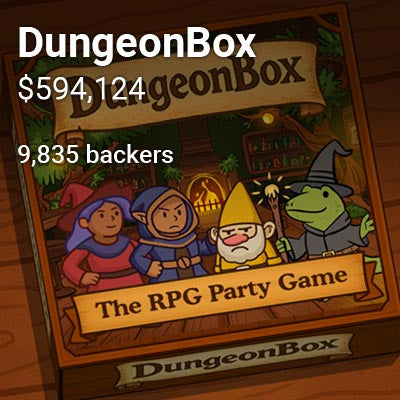 "DungeonBox" Kickstarter fundraising results after working with Matt Olick from Prelaunch Club to manage their Facebook Ads and design their Kickstarter page.