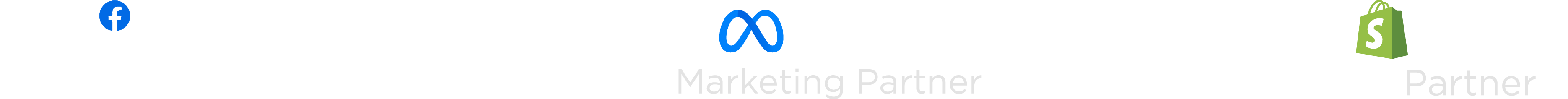A horizontal image of three of Matt Olick's expert certifications at Prelaunch Club: Meta Marketing Partner certification, Facebook Power Admins membership, and Shopify Partner certification.