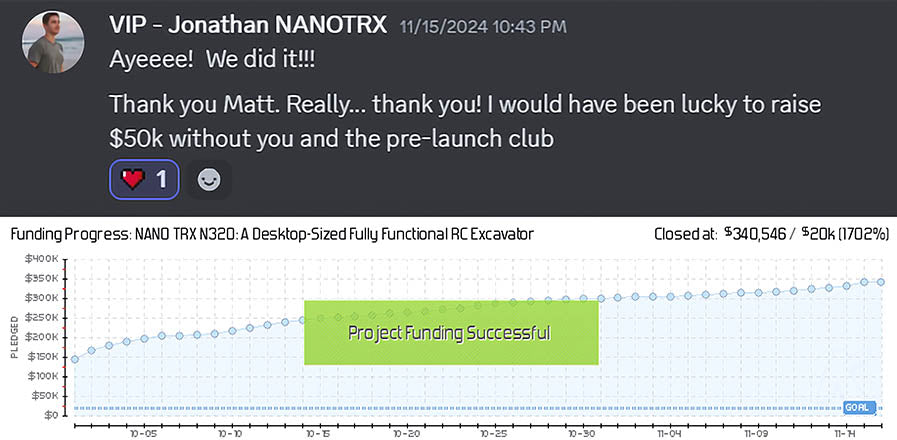 A glowing testimonial from Jonathan, founder of NanoTracks RC, who raised over $340,000 on Kickstarter with Prelaunch Club and Matt Olick's services