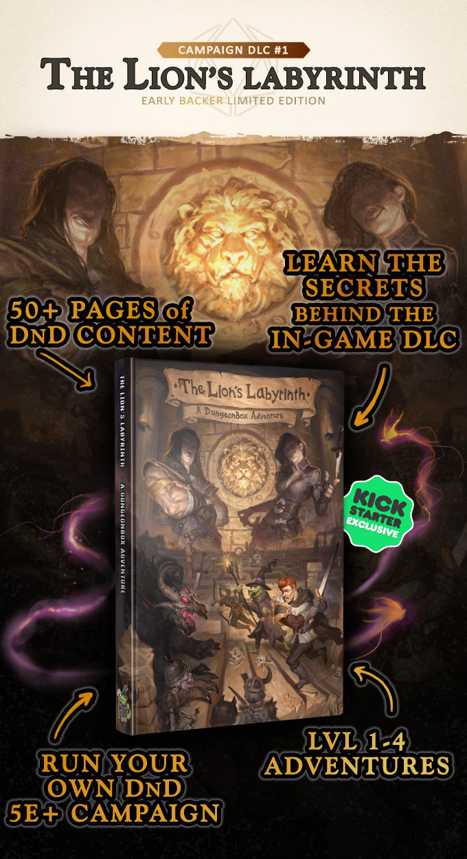 An example of a reward add-on spotlight graphic, as seen in Prelaunch Club's client 'DungeonBox' by Justin Lennox